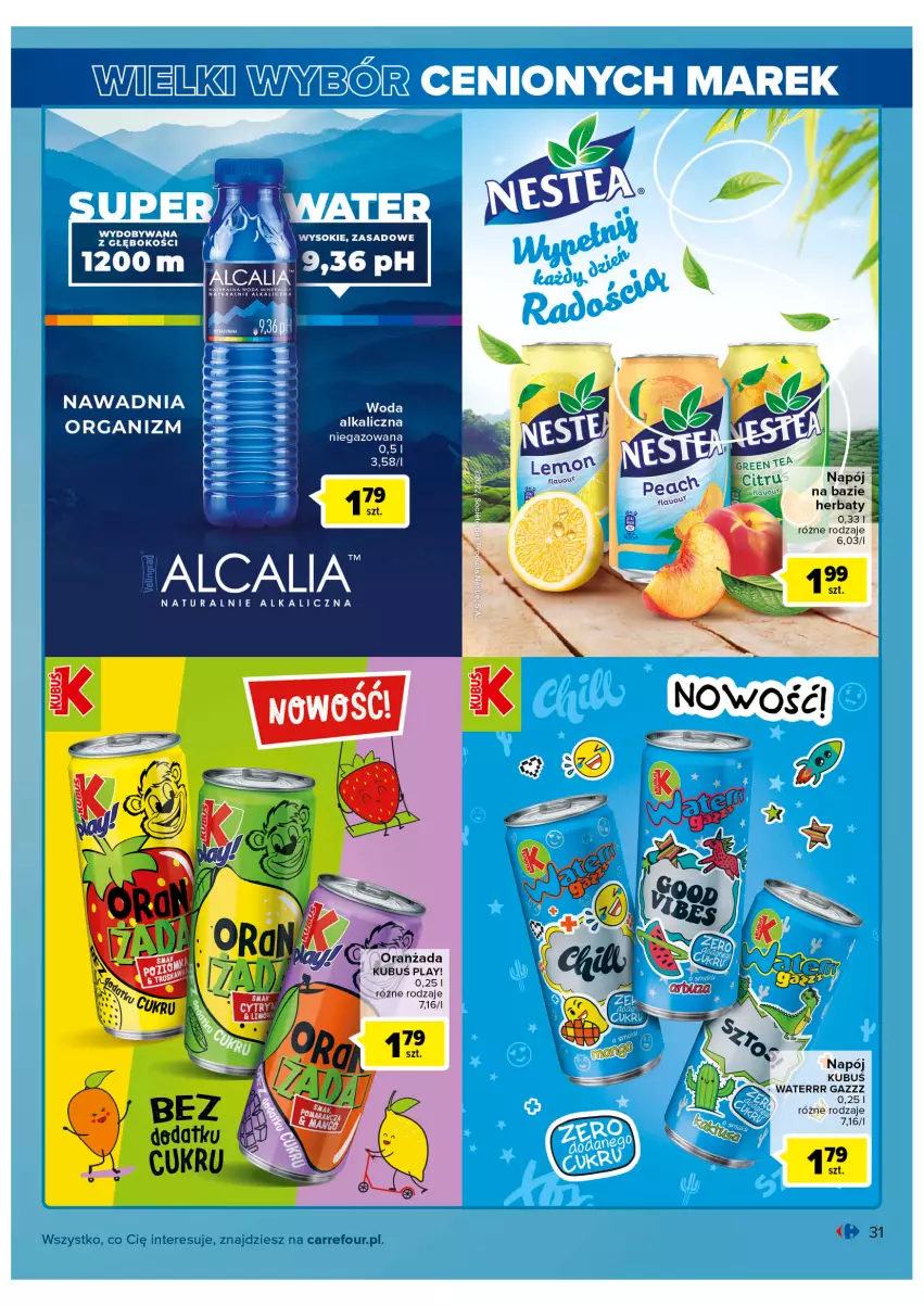 Gazetka promocyjna Carrefour - Gazetka Wielki wybór cenionych marek - ważna 31.05 do 11.06.2022 - strona 31 - produkty: Kubuś, Kubuś Waterrr, Napój, Oranżada