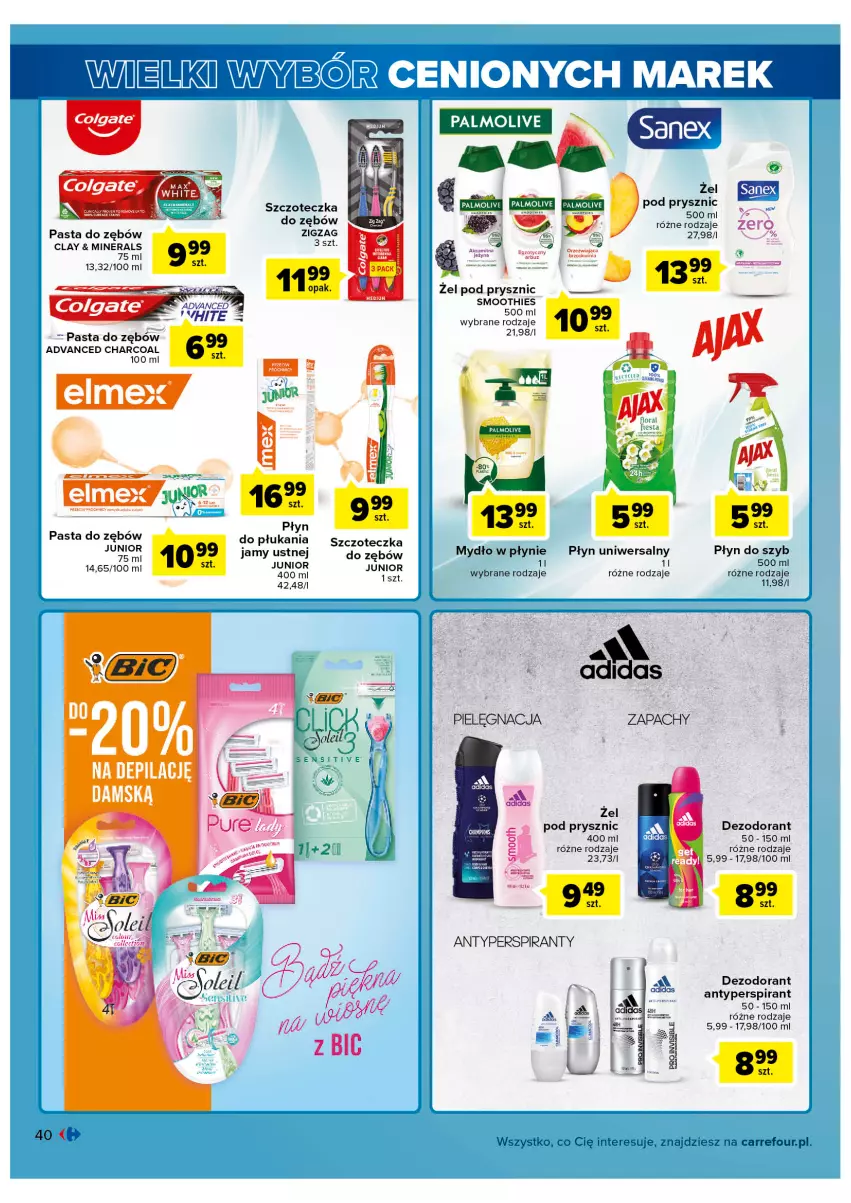 Gazetka promocyjna Carrefour - Gazetka Wielki wybór cenionych marek - ważna 31.05 do 11.06.2022 - strona 40 - produkty: Antyperspirant, Dezodorant, LG, Mydło, Palmolive, Pasta do zębów, Płyn do szyb, Smoothie, Szczoteczka