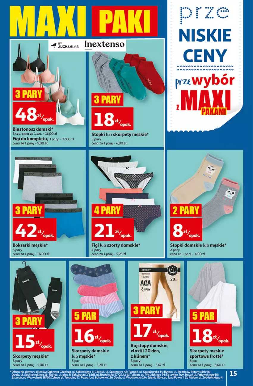 Gazetka promocyjna Auchan - Gazetka przeNISKIE CENY – PrzeWybór z MAXI PAKAMI Hipermarkety - ważna 15.09 do 21.09.2022 - strona 15 - produkty: Biustonosz, Bokserki, Figi, Karp, Por, Rajstopy, Ser, Sport, Szorty, Top