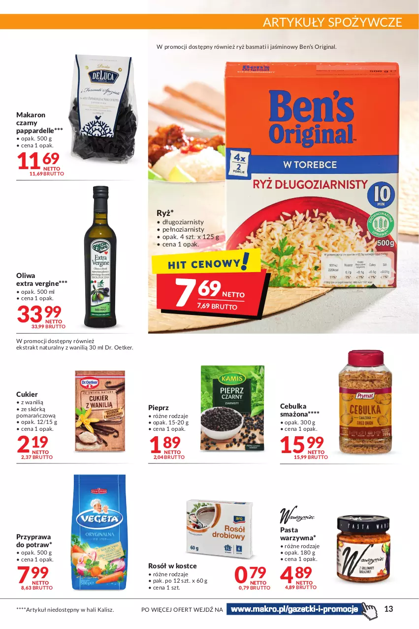 Gazetka promocyjna Makro - Najlepsze oferty - oferta z alkoholem - ważna 02.11 do 14.11.2022 - strona 13 - produkty: Artykuły spożywcze, Cukier, Dell, Dr. Oetker, Gin, Makaron, Pasta warzywna, Pieprz, Przyprawa do potraw, Rosół, Ryż, Ryż basmati