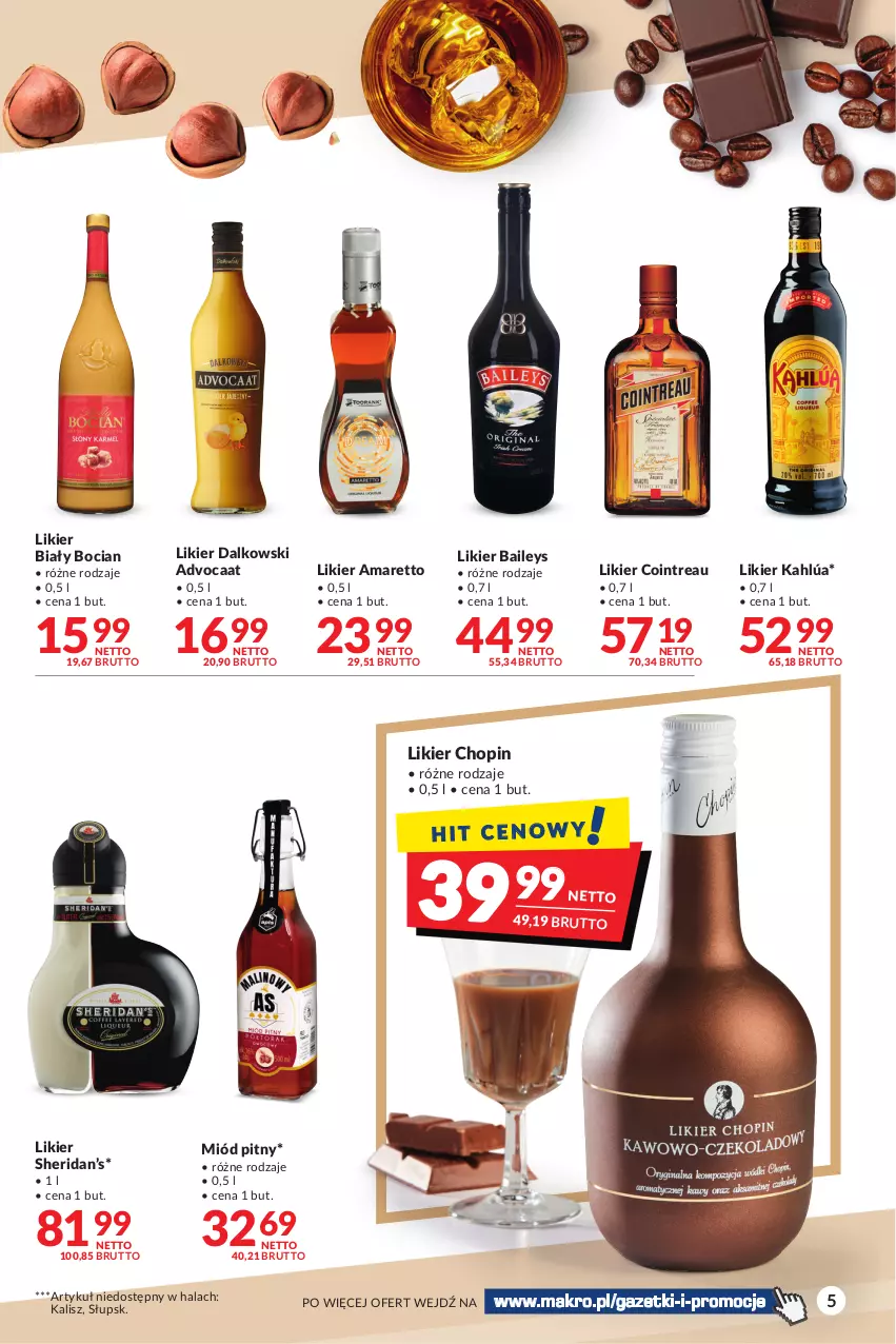 Gazetka promocyjna Makro - Najlepsze oferty - oferta z alkoholem - ważna 02.11 do 14.11.2022 - strona 5 - produkty: Advocaat, Biały Bocian, Kahlúa, Likier, Miód, Miód pitny