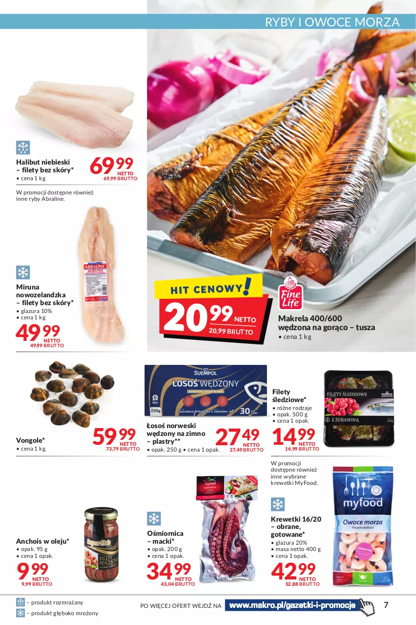 Gazetka promocyjna Makro - Najlepsze oferty - oferta z alkoholem - ważna 02.11 do 14.11.2022 - strona 7 - produkty: Glazura, Halibut, Krewetki, Lazur, Miruna, Olej, Owoce, Owoce morza, Ryby i owoce morza, Tusz