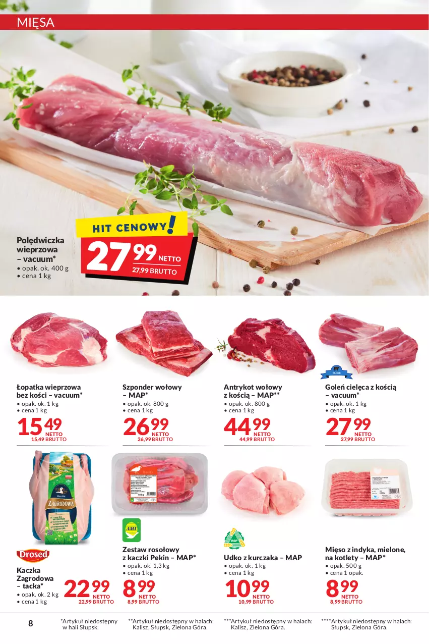 Gazetka promocyjna Makro - Najlepsze oferty - oferta z alkoholem - ważna 02.11 do 14.11.2022 - strona 8 - produkty: Antrykot wołowy, Kaczka, Kotlet, Kurczak, Mięso, Mięso z indyka, Polędwiczka wieprzowa, Szponder wołowy, Zestaw rosołowy z kaczki