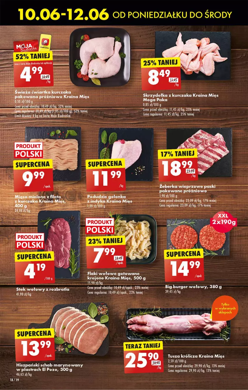 Gazetka promocyjna Biedronka - Od poniedzialku - ważna 10.06 do 15.06.2024 - strona 18 - produkty: Burger, Flaki, Flaki wołowe, Kurczak, Skrzydełka z kurczaka, Tera, Tusz