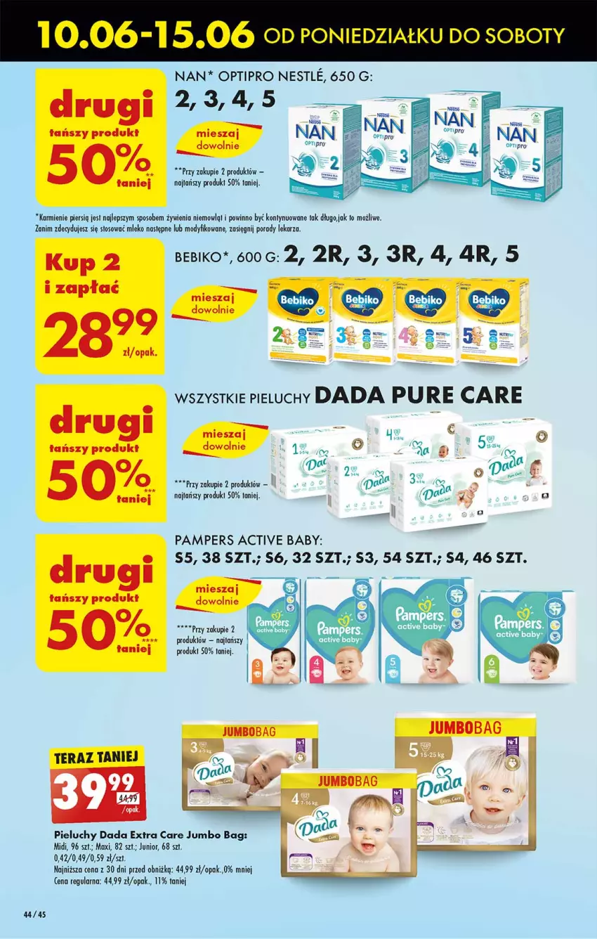 Gazetka promocyjna Biedronka - Od poniedzialku - ważna 10.06 do 15.06.2024 - strona 44 - produkty: Bebiko, Dada, Karmi, Mleko, O Bag, O nas, Pampers, Pieluchy, Por, Tera