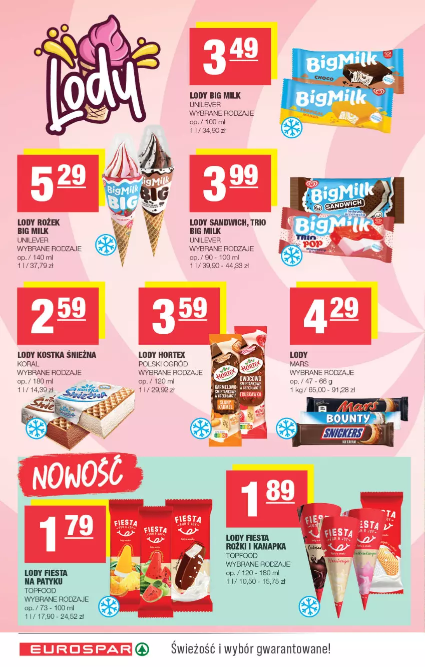 Gazetka promocyjna Spar - EuroSpar - ważna 13.07 do 23.07.2025 - strona 12 - produkty: Big Milk, Gry, Hortex, Lody, Mars, Ogród, Top