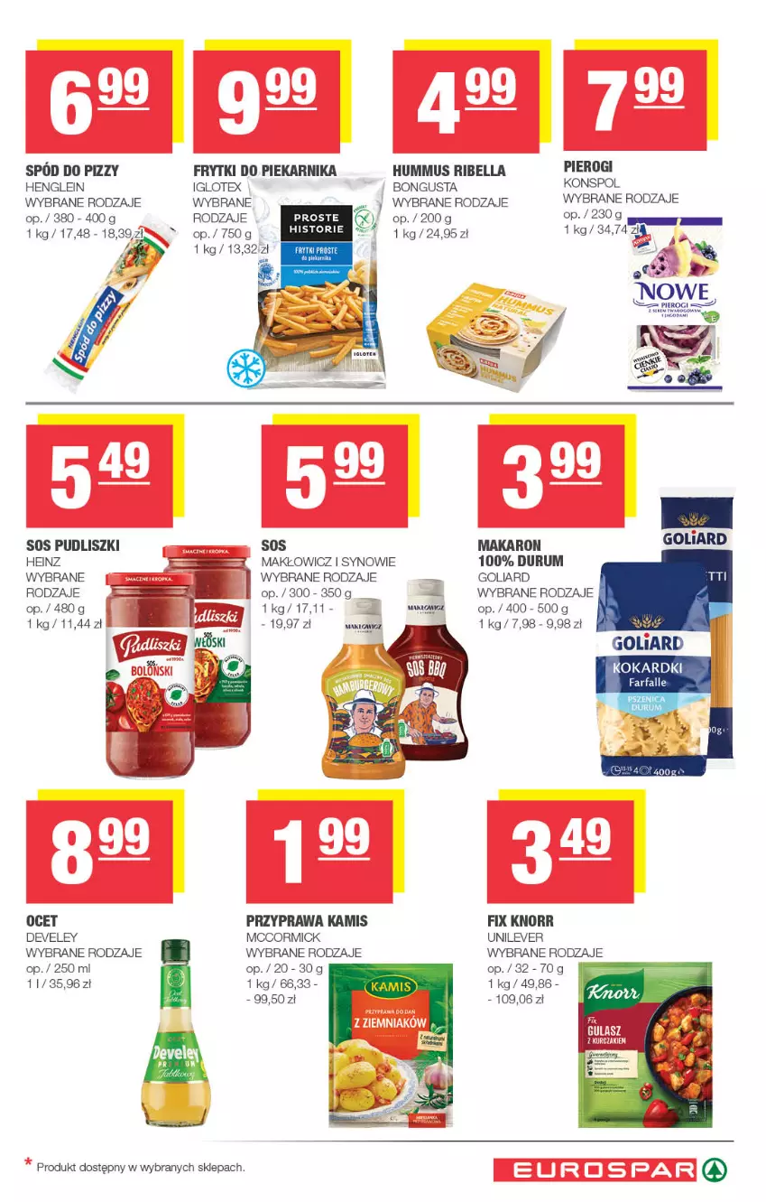 Gazetka promocyjna Spar - EuroSpar - ważna 13.07 do 23.07.2025 - strona 9 - produkty: Bell, Bella, Fa, Frytki, Goliard, Heinz, Hummus, Kamis, Knorr, Mus, Ocet, Piekarnik, Pierogi, Pudliszki, Rum, Sos