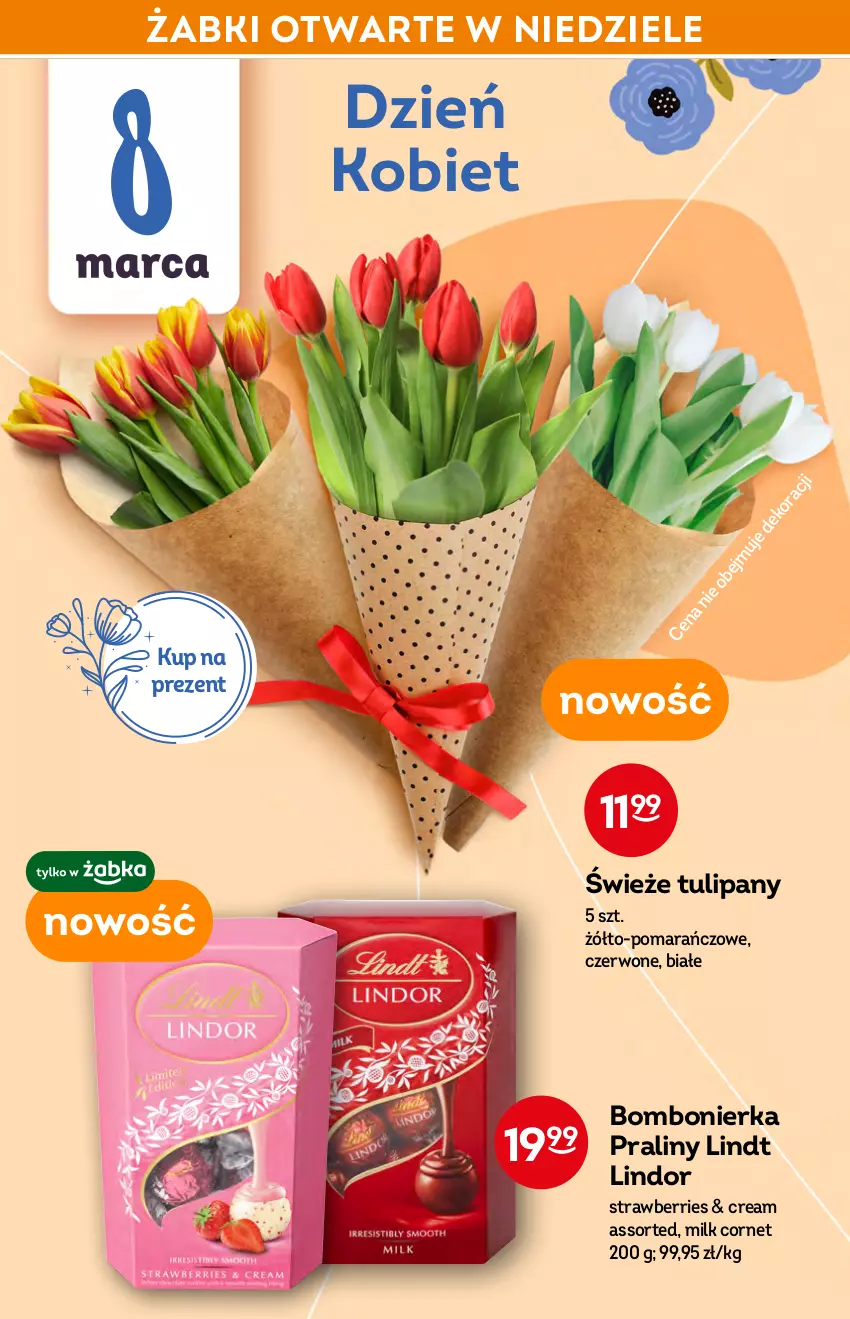 Gazetka promocyjna Żabka - ważna 09.03 do 15.03.2022 - strona 20 - produkty: Lindor, Lindt, Praliny, Tulipan