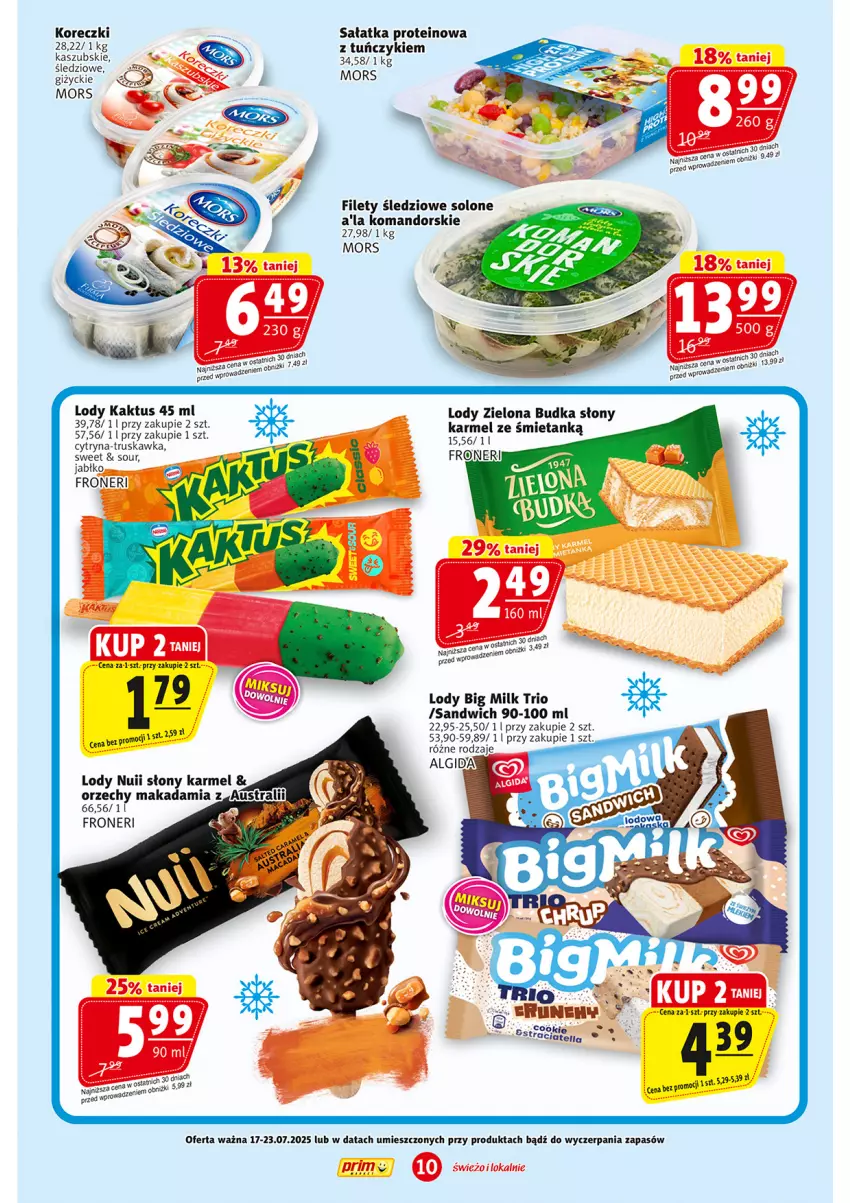 Gazetka promocyjna Prim Market - ważna 17.07 do 23.07.2025 - strona 10 - produkty: Big Milk, Kaktus, Lody, Sałat, Sałatka, Tuńczyk, Zielona Budka