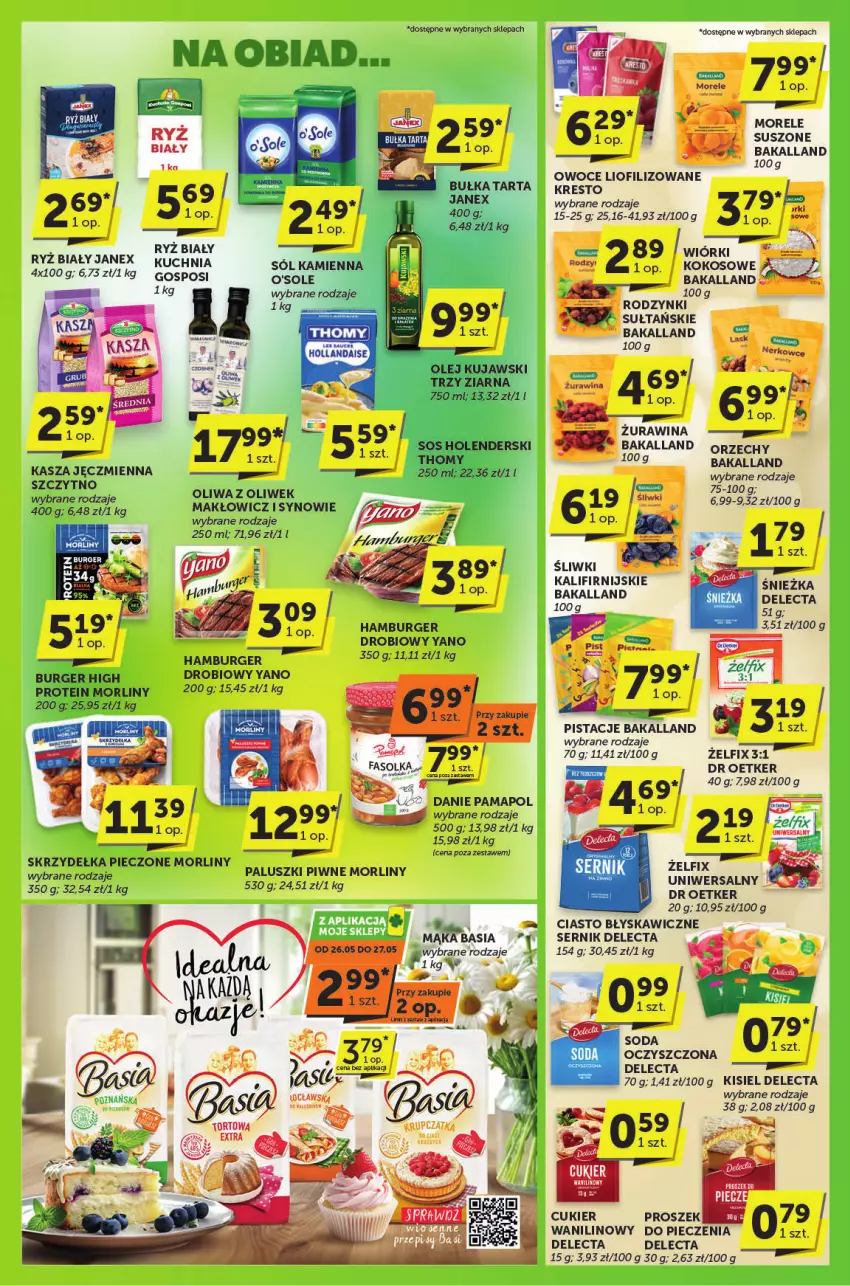 Gazetka promocyjna ABC - ważna 15.05 do 27.05.2025 - strona 2 - produkty: Bakalland, Basia, Burger, Cukier, Delecta, Fa, Hamburger, Kasza, Kasza jęczmienna, Kisiel, Kokos, Kuchnia, Kujawski, Mąka, Morliny, Olej, Oliwa z oliwek, Owoce, Piec, Por, Rodzynki, Ryż, Ryż biały, Ser, Skrzydełka pieczone, Soda oczyszczona, Sól
