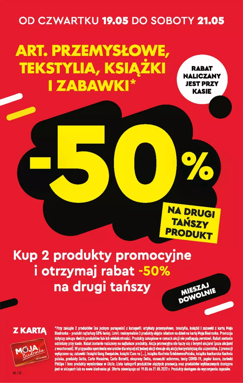 Gazetka promocyjna Biedronka - W tym tygodniu - ważna 19.05 do 25.05.2022 - strona 54 - produkty: Dron, Gatta, Książka, Kuchnia, LG, Papier, Rama, Ser