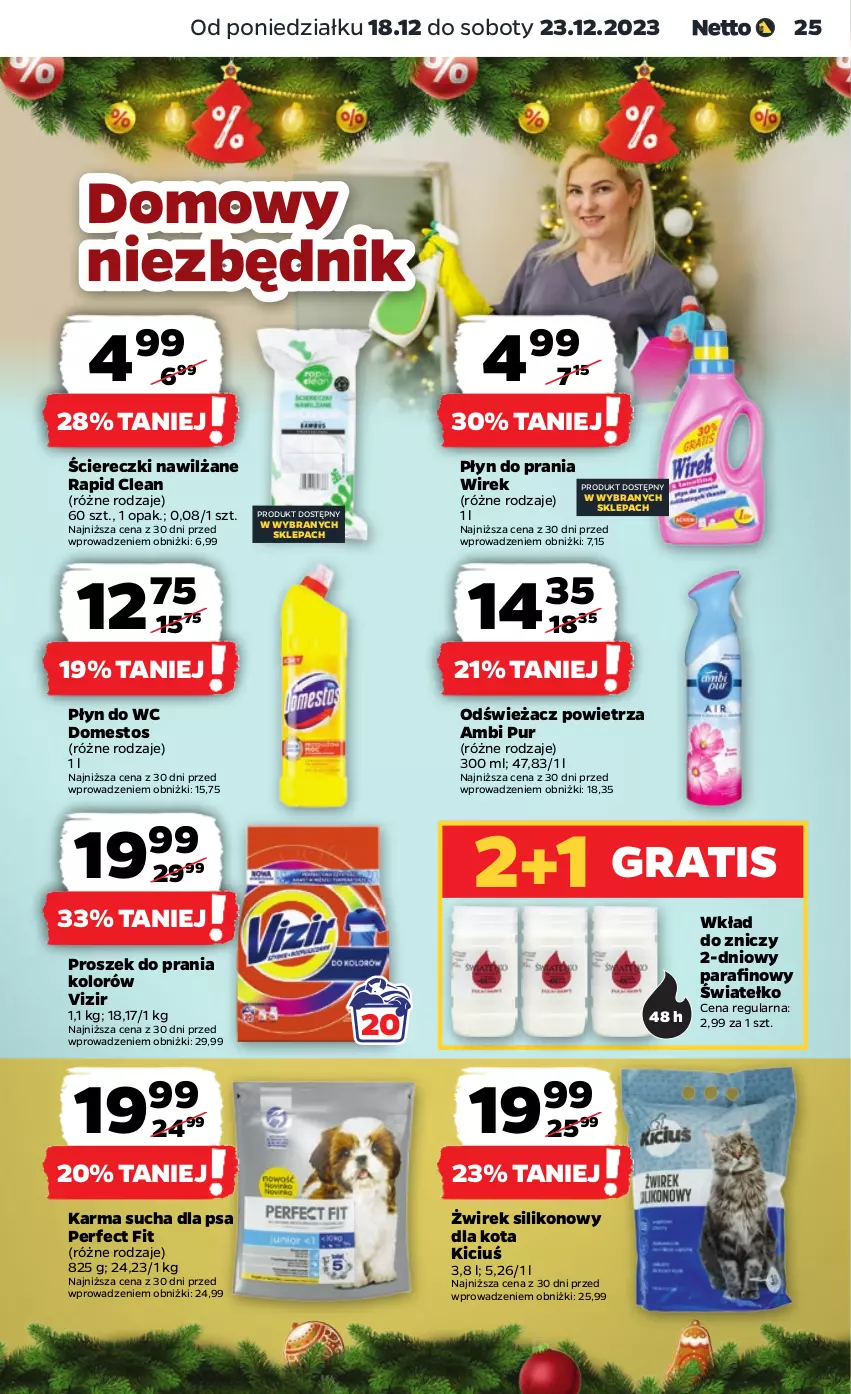 Gazetka promocyjna Netto - Artykuły spożywcze - ważna 18.12 do 23.12.2023 - strona 25 - produkty: Ambi Pur, Domestos, Gra, Odświeżacz powietrza, Płyn do prania, Płyn do wc, Proszek do prania, Pur, Vizir, Znicz