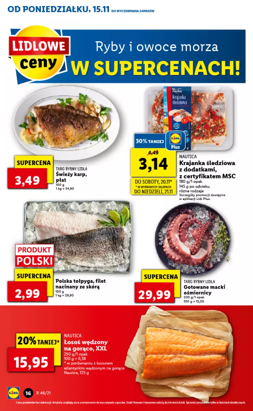 Gazetka promocyjna Lidl - GAZETKA - ważna 15.11 do 17.11.2021 - strona 16 - produkty: Karp, Krajanka śledziowa, Owoce, Owoce morza, Rama, Ryby i owoce morza, Tołpyga