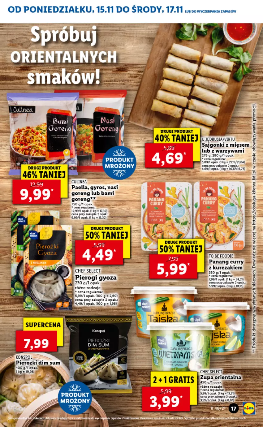 Gazetka promocyjna Lidl - GAZETKA - ważna 15.11 do 17.11.2021 - strona 17 - produkty: Gyros, Kurczak, Pierogi, Pierogi gyoza, Sajgonki