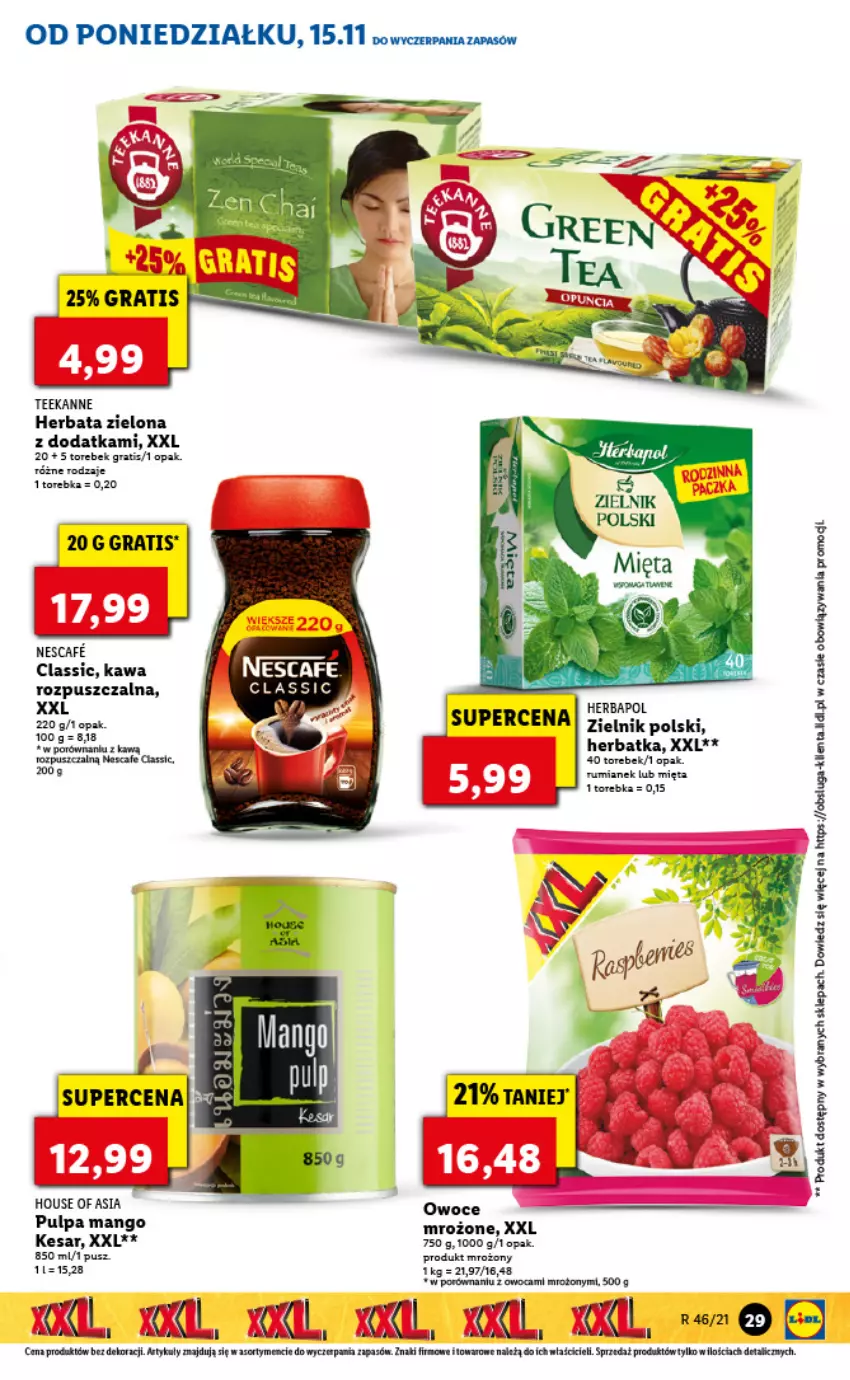 Gazetka promocyjna Lidl - GAZETKA - ważna 15.11 do 17.11.2021 - strona 29 - produkty: Fa, Gra, Herbapol, Herbata, Kawa, Mango, Mięta, Por, Teekanne, Torebka