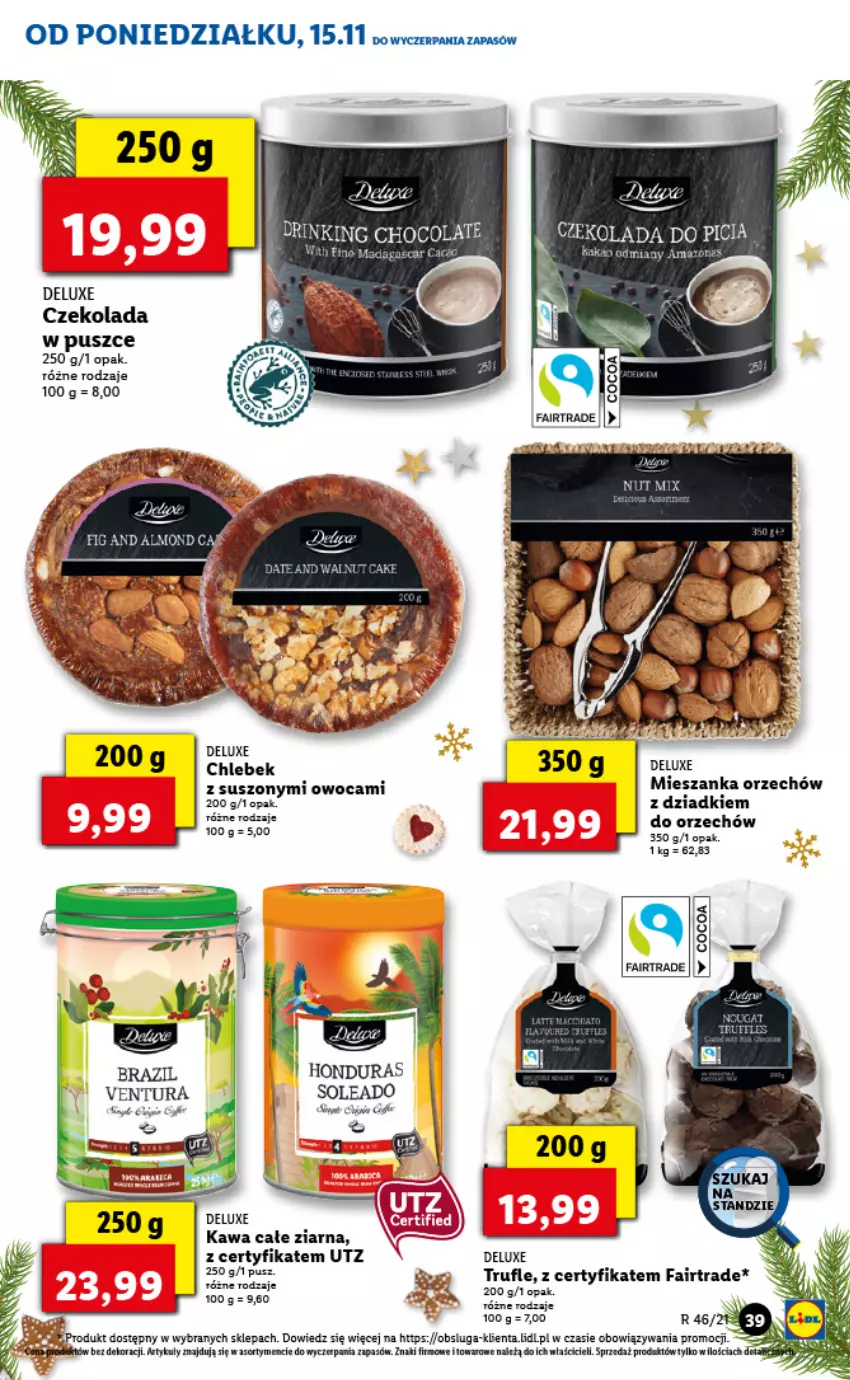 Gazetka promocyjna Lidl - GAZETKA - ważna 15.11 do 17.11.2021 - strona 39 - produkty: Chleb, Czekolada, Fa, Kawa, LG