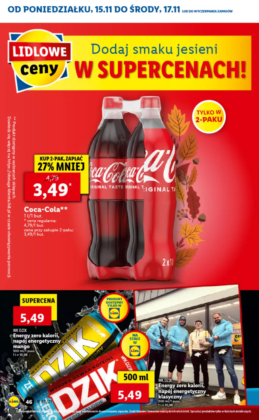 Gazetka promocyjna Lidl - GAZETKA - ważna 15.11 do 17.11.2021 - strona 46 - produkty: Coca-Cola