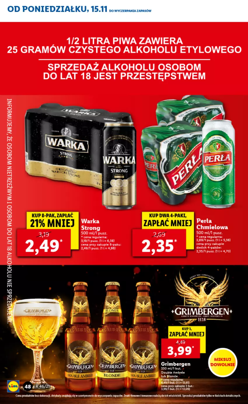 Gazetka promocyjna Lidl - GAZETKA - ważna 15.11 do 17.11.2021 - strona 48 - produkty: Feta, Gra, Perła, Piwa, Rum, Sos, Warka