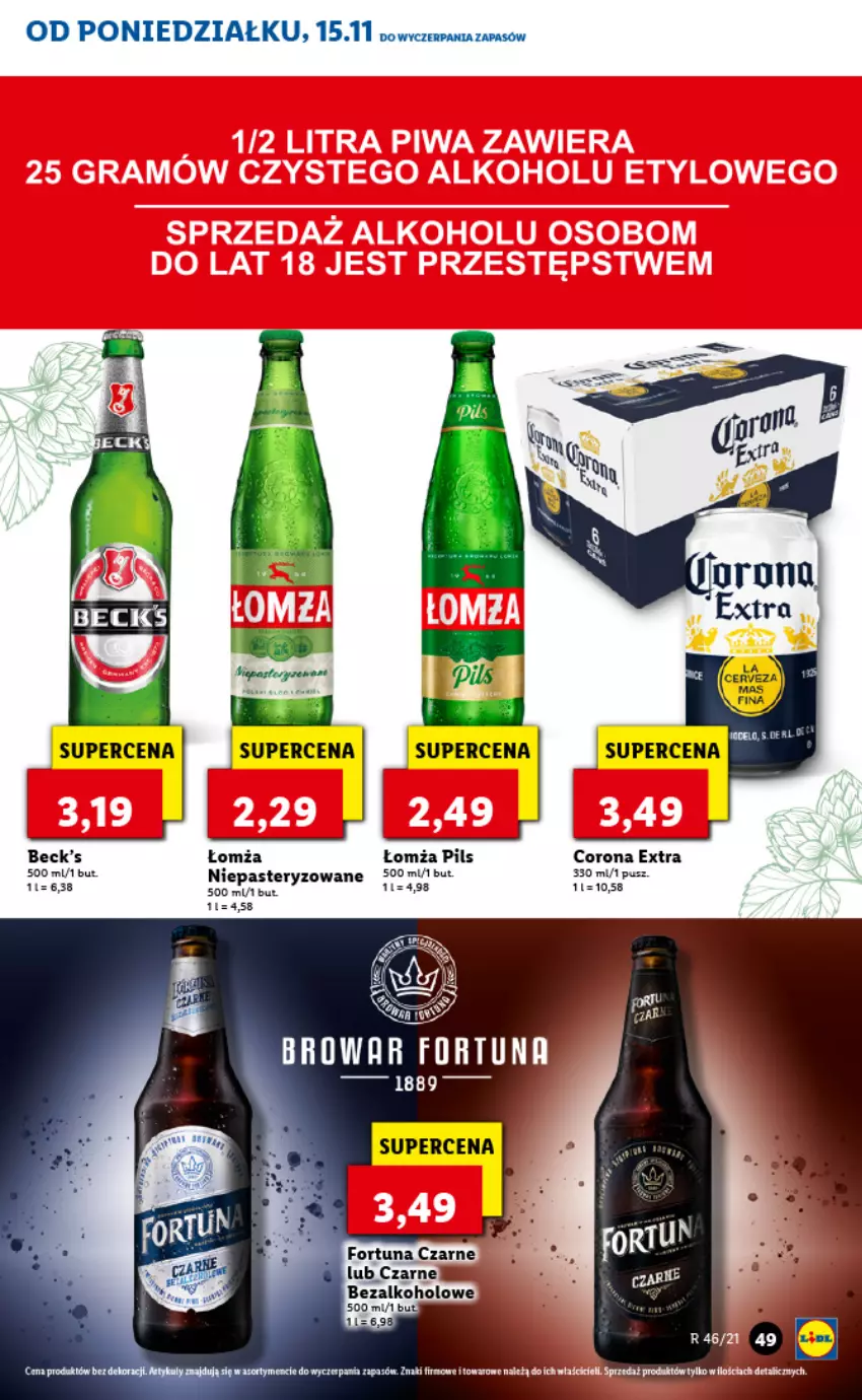 Gazetka promocyjna Lidl - GAZETKA - ważna 15.11 do 17.11.2021 - strona 49 - produkty: Corona Extra, Fa, Fortuna, LANA