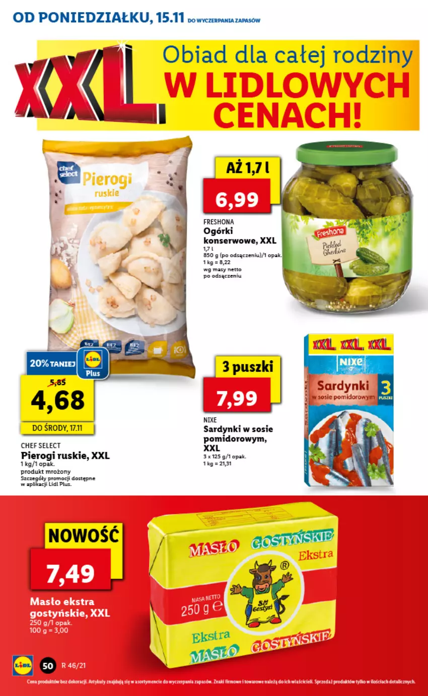 Gazetka promocyjna Lidl - GAZETKA - ważna 15.11 do 17.11.2021 - strona 50 - produkty: Nike, Ogórki konserwowe, Pierogi, Sardynki, Ser, Sos