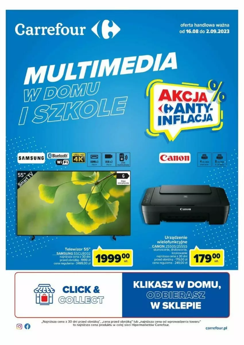 Gazetka promocyjna Carrefour - ważna 16.08 do 02.09.2023 - strona 1 - produkty: Canon, Fa, Samsung, Tarka