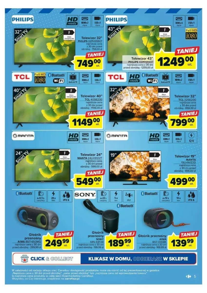 Gazetka promocyjna Carrefour - ważna 16.08 do 02.09.2023 - strona 14 - produkty: Fa, Głośnik, LG, Manta, Philips, Sony, Telewizor