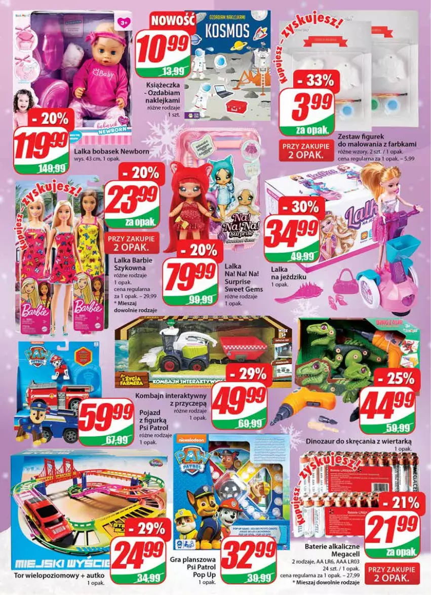 Gazetka promocyjna Dino - Gazetka - ważna 14.12 do 20.12.2022 - strona 23 - produkty: Barbie, Baterie alkaliczne, Dinozaur, Fa, Gra, Klej, Lalka, Psi Patrol, Tera