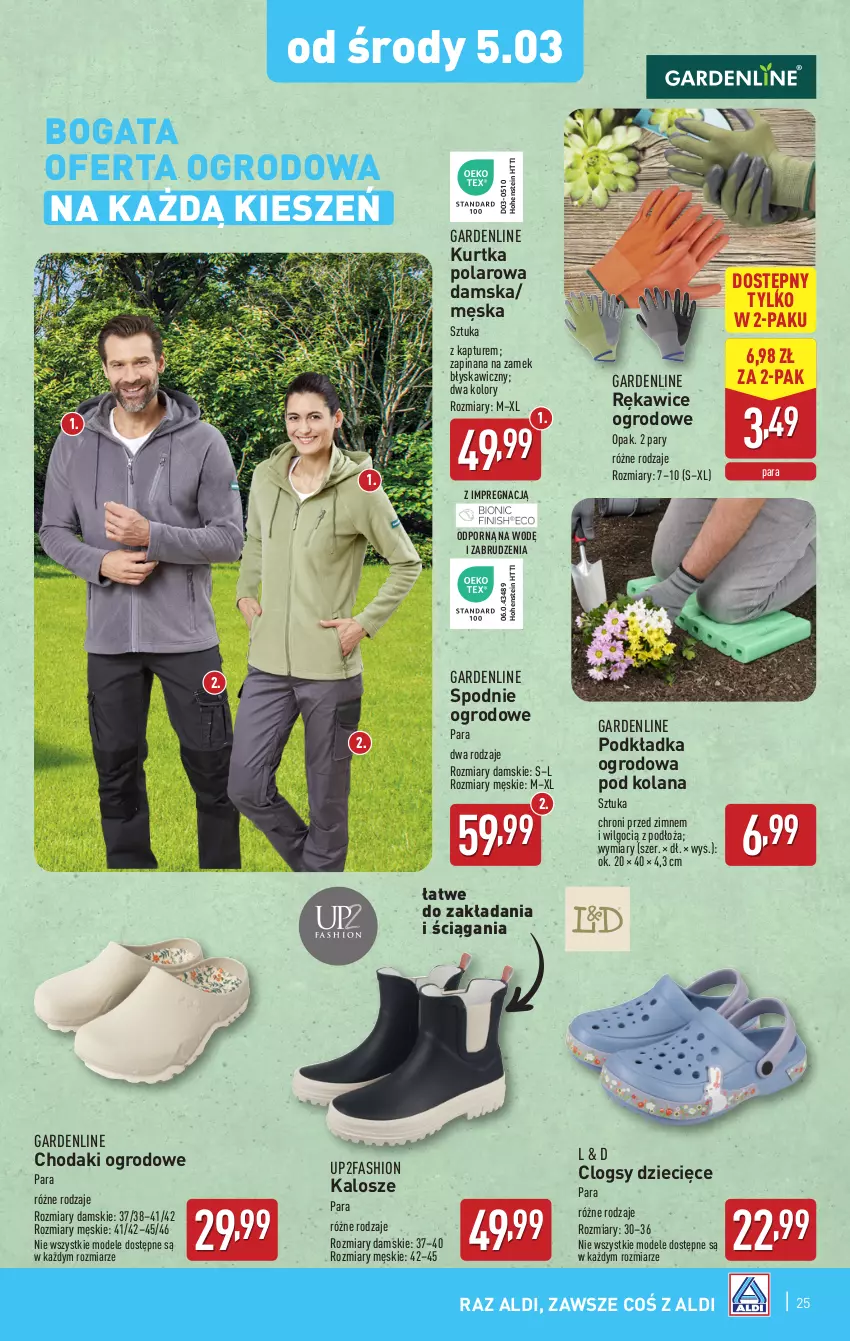 Gazetka promocyjna Aldi - Pełna oferta - ważna 03.03 do 08.03.2025 - strona 25 - produkty: Clogsy, Dzieci, Fa, Kurtka, LANA, LG, Podkład, Podkładka, Por, Rękawice, Spodnie