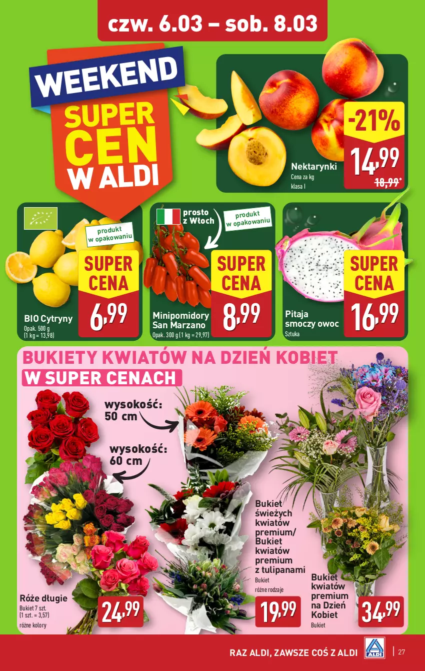 Gazetka promocyjna Aldi - Pełna oferta - ważna 03.03 do 08.03.2025 - strona 27 - produkty: Bukiet, Cytryny, Nektar, Pomidory, Sok, Tulipan