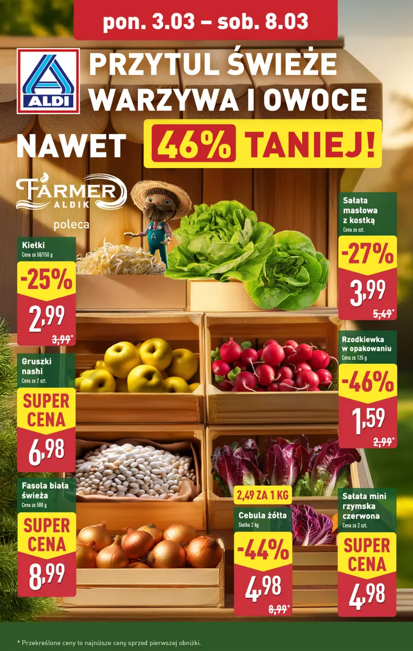 Gazetka promocyjna Aldi - Pełna oferta - ważna 03.03 do 08.03.2025 - strona 4 - produkty: Fa, Fasola, Gruszki, Kiełki, Owoce, Rzodkiewka, Warzywa, Warzywa i owoce