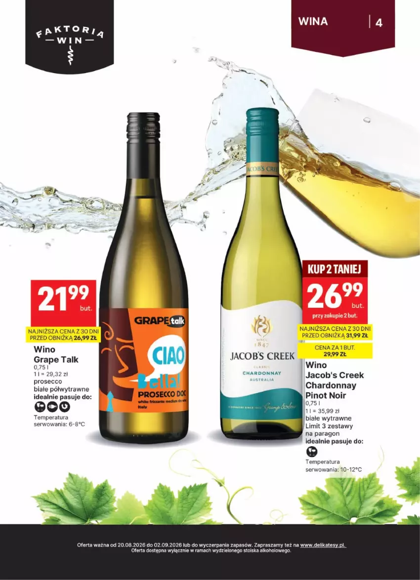 Gazetka promocyjna Delikatesy Centrum - Delibarek DC34-DC35 - ważna 20.08 do 02.09.2026 - strona 4 - produkty: Chardonnay, Gra, Jacobs, Prosecco, Rama, Ser, Wino