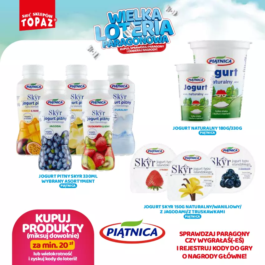 Gazetka promocyjna Topaz - Gazetka - ważna 19.08 do 13.10.2024 - strona 16 - produkty: Gra, Gry, Jogurt, Jogurt naturalny, Jogurt pitny, Piątnica