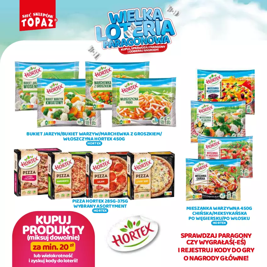 Gazetka promocyjna Topaz - Gazetka - ważna 19.08 do 13.10.2024 - strona 32 - produkty: Bukiet, Bukiet warzyw, Gra, Gry, Hortex, Marchewka, Mieszanka warzyw, Pizza