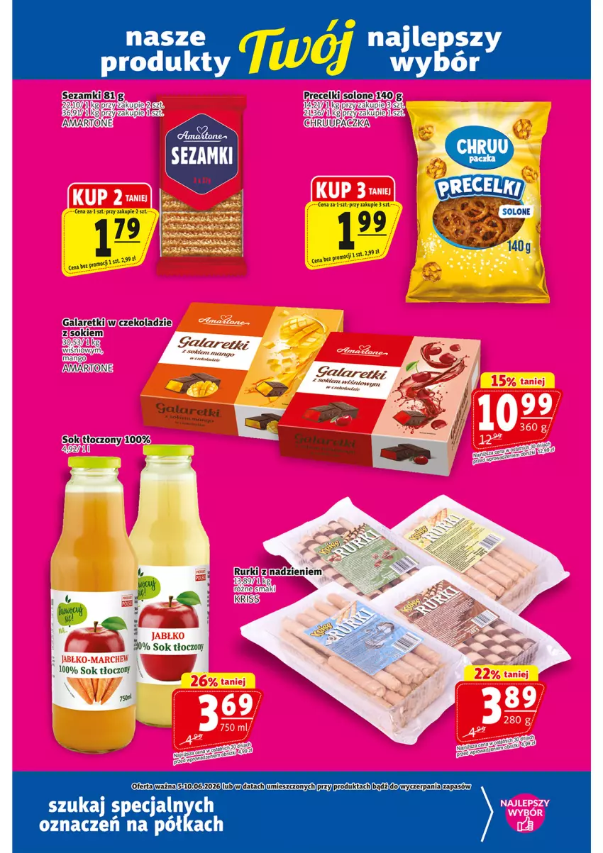 Gazetka promocyjna Prim Market - ważna 05.06 do 10.06.2026 - strona 17 - produkty: Gala, Galaretki, Mango, Precelki, Rurki, Sezam, Sok