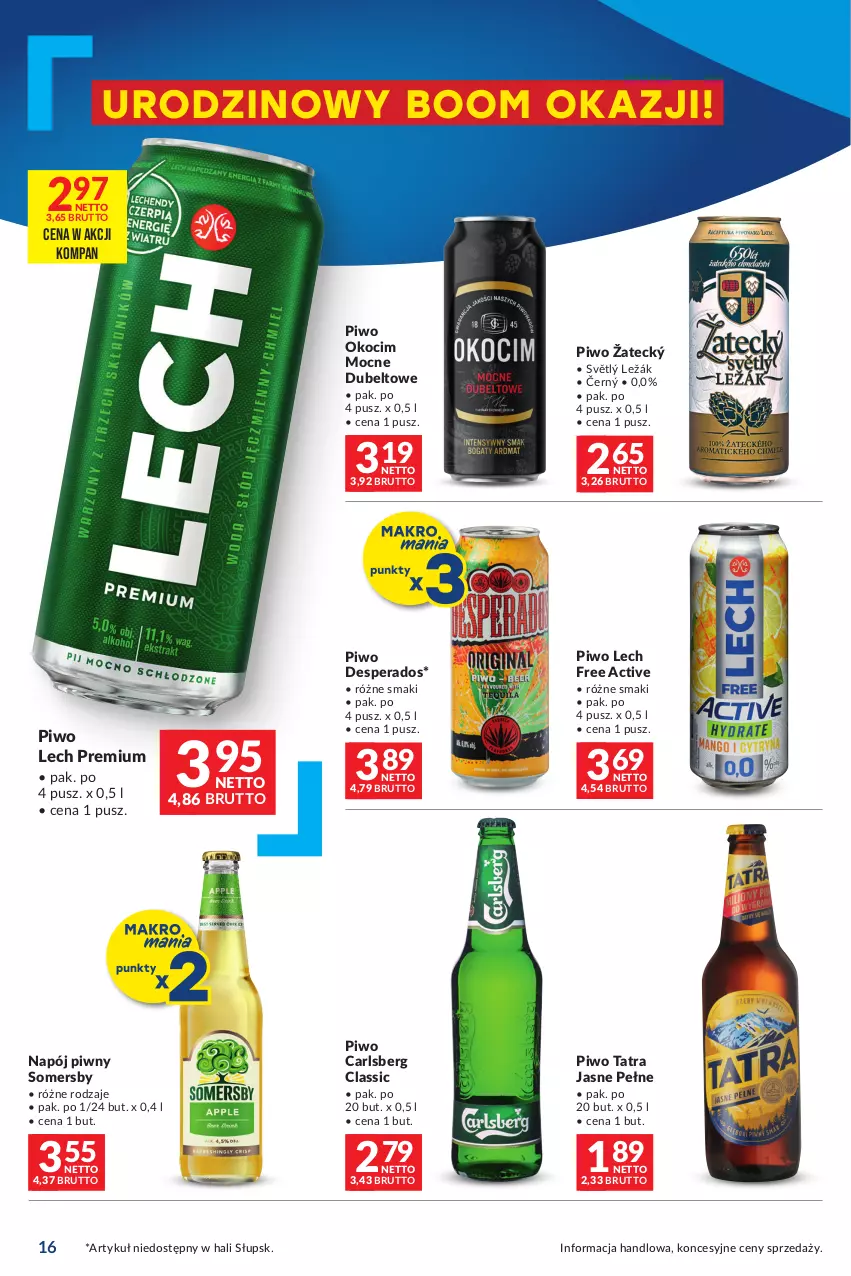 Gazetka promocyjna Makro - Oferta dla Twojego biznesu - oferta z alkoholem - ważna 19.03 do 30.03.2024 - strona 16 - produkty: Carlsberg, Desperados, Koc, Lech Premium, Napój, Okocim, Piwo, Somersby, Tatra