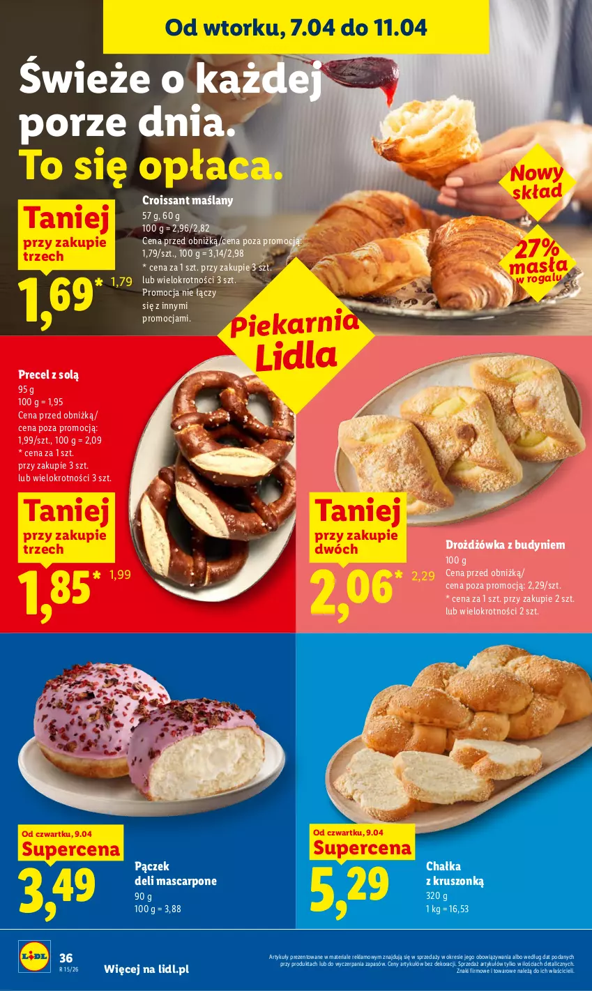 Gazetka promocyjna Lidl - Gazetka ważna od 9.04 do 11.04 - ważna 09.04 do 11.04.2026 - strona 34 - produkty: Croissant, Mascarpone, Pączek, Por, Rogal