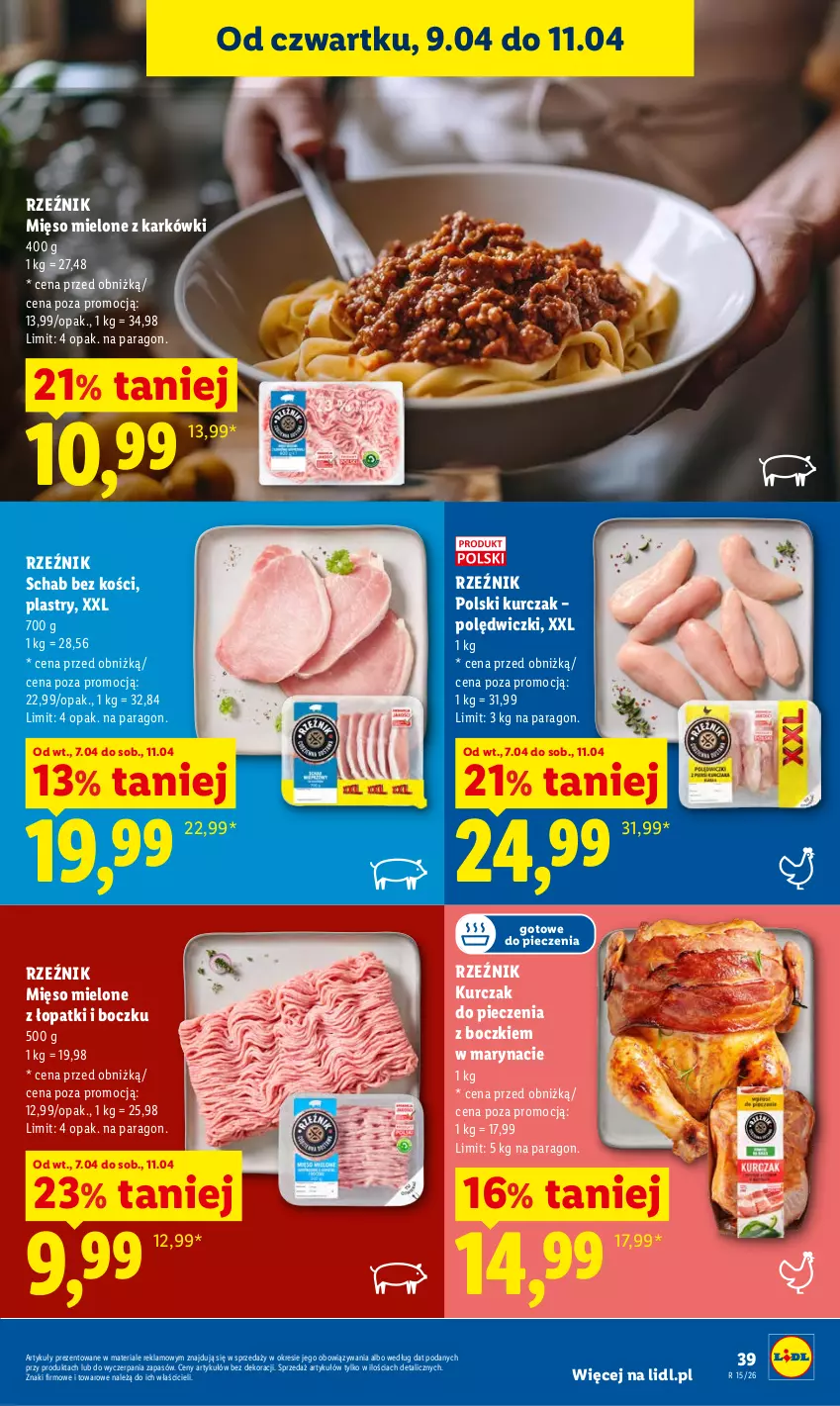 Gazetka promocyjna Lidl - Gazetka ważna od 9.04 do 11.04 - ważna 09.04 do 11.04.2026 - strona 37 - produkty: Kurczak, Mięso, Mięso mielone, Piec, Schab bez kości