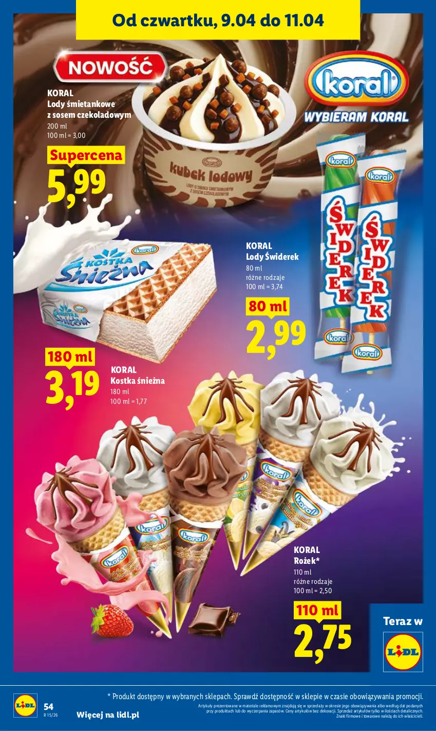 Gazetka promocyjna Lidl - Gazetka ważna od 9.04 do 11.04 - ważna 09.04 do 11.04.2026 - strona 54 - produkty: Lody, Sos, Tera