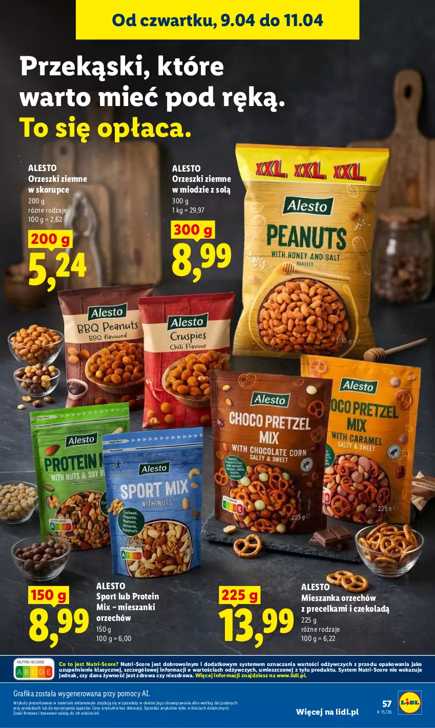 Gazetka promocyjna Lidl - Gazetka ważna od 9.04 do 11.04 - ważna 09.04 do 11.04.2026 - strona 57 - produkty: Gra, Grafika, Orzeszki, Orzeszki ziemne, Por, Sport