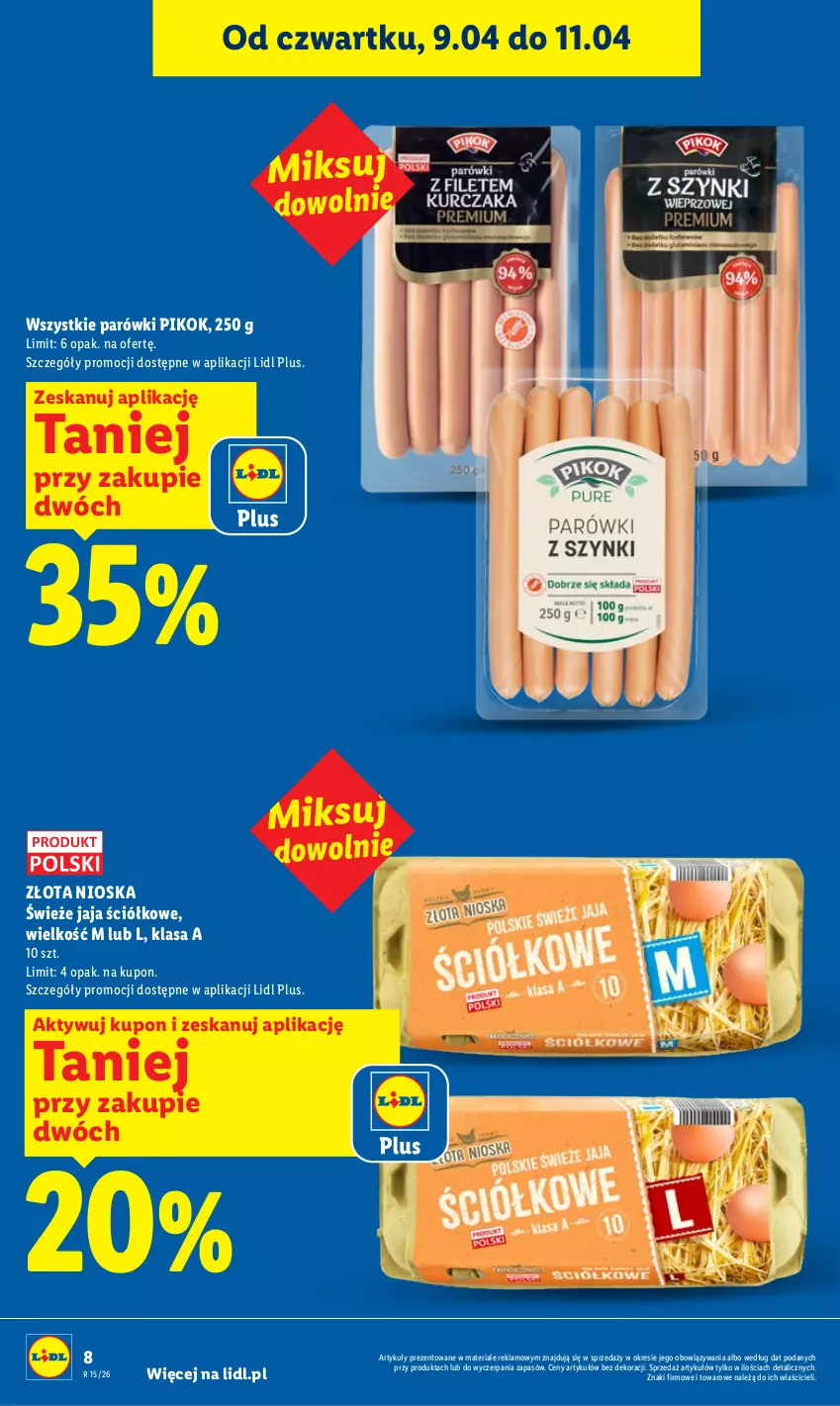 Gazetka promocyjna Lidl - Gazetka ważna od 9.04 do 11.04 - ważna 09.04 do 11.04.2026 - strona 8 - produkty: Jaja, Parówki, Persil, PIKOK
