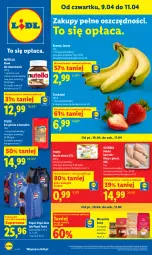 Gazetka promocyjna Lidl - Gazetka ważna od 9.04 do 11.04 - Gazetka - ważna od 11.04 do 11.04.2026 - strona 1 - produkty: Kurczak, Banany, Nutella, Ser, Truskawki, Kawa, Pepsi, Pilos, Gouda, Masło