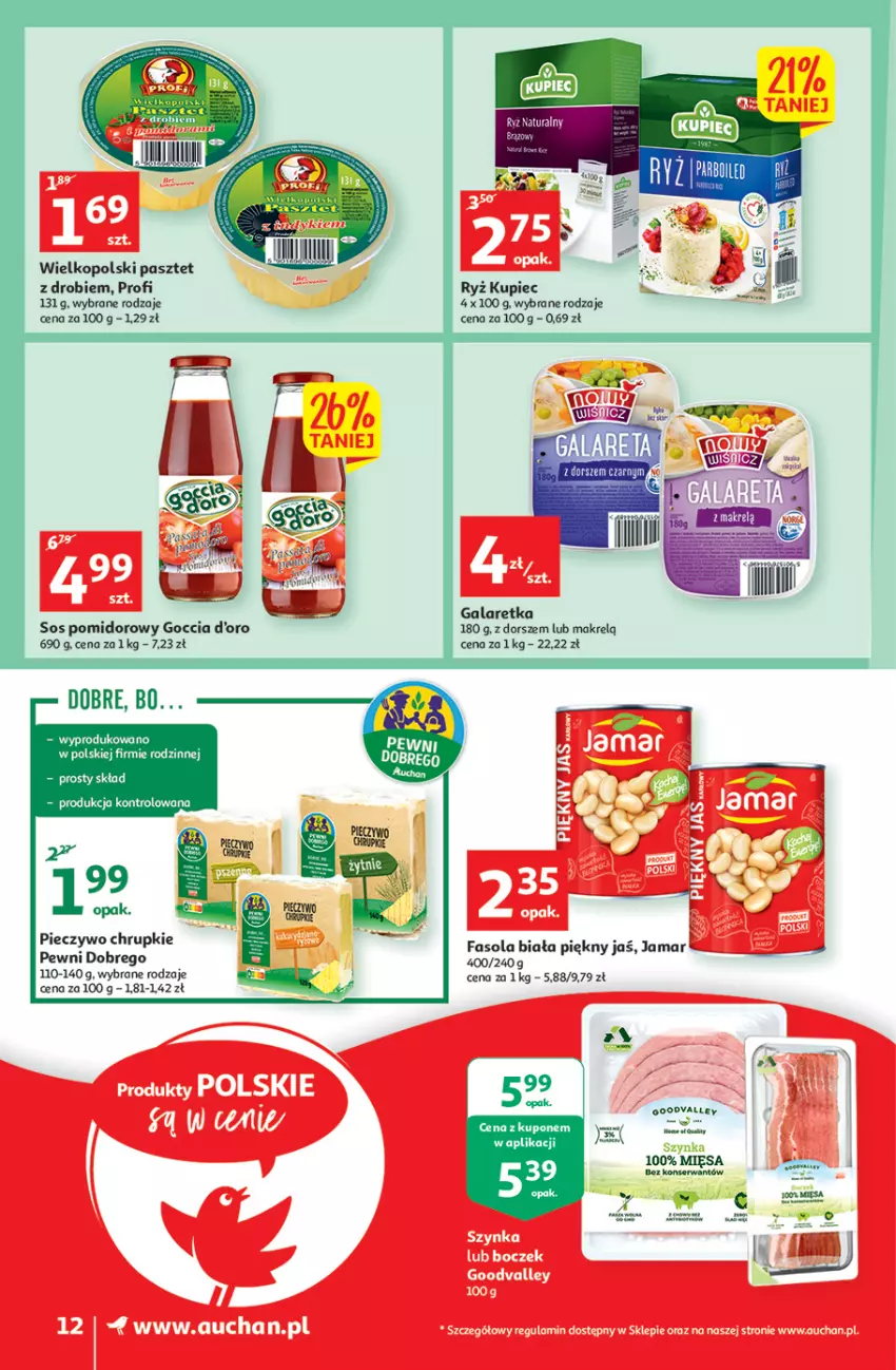 Gazetka promocyjna Auchan - Udane grillowanie jest w cenie Supermarkety - ważna 19.05 do 28.05.2022 - strona 12 - produkty: Chrupki, Dorsz, Fa, Fasola, Gala, Galaretka, Kupiec, Makrelą, Pasztet, Piec, Pieczywo, Pieczywo chrupkie, Ryż, Sos, Sos pomidorowy, Szynka