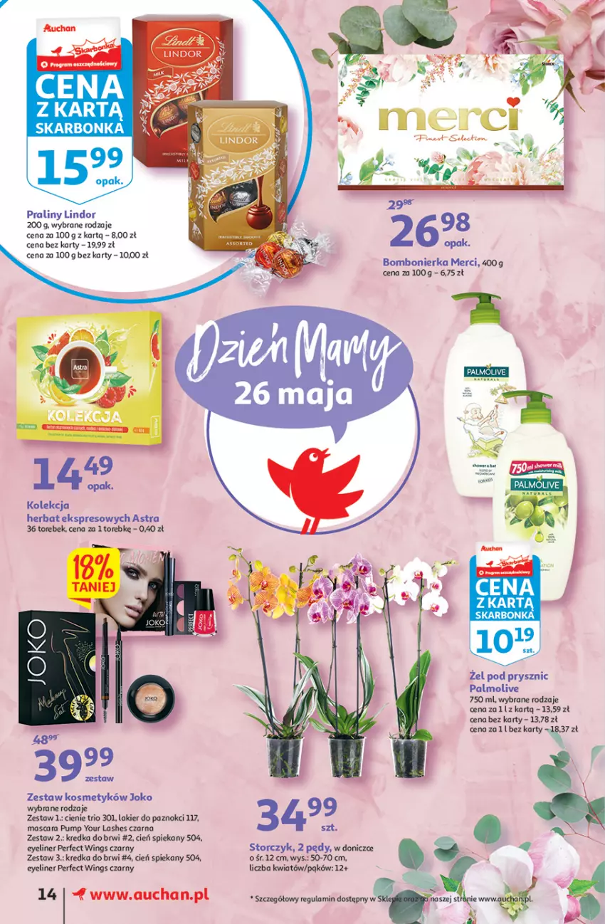 Gazetka promocyjna Auchan - Udane grillowanie jest w cenie Supermarkety - ważna 19.05 do 28.05.2022 - strona 14 - produkty: Cień, Kredka, Kredka do brwi, Lakier, Lakier do paznokci, Lindor, Merci, Palmolive, Praliny, Storczyk