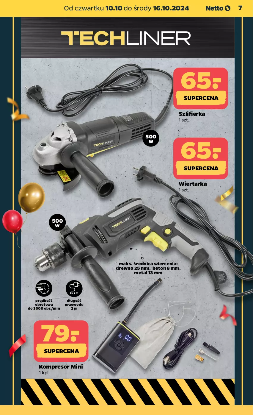 Gazetka promocyjna Netto - Akcesoria i dodatki - ważna 10.10 do 16.10.2024 - strona 7 - produkty: Kompresor, Tarka, Wiertarka