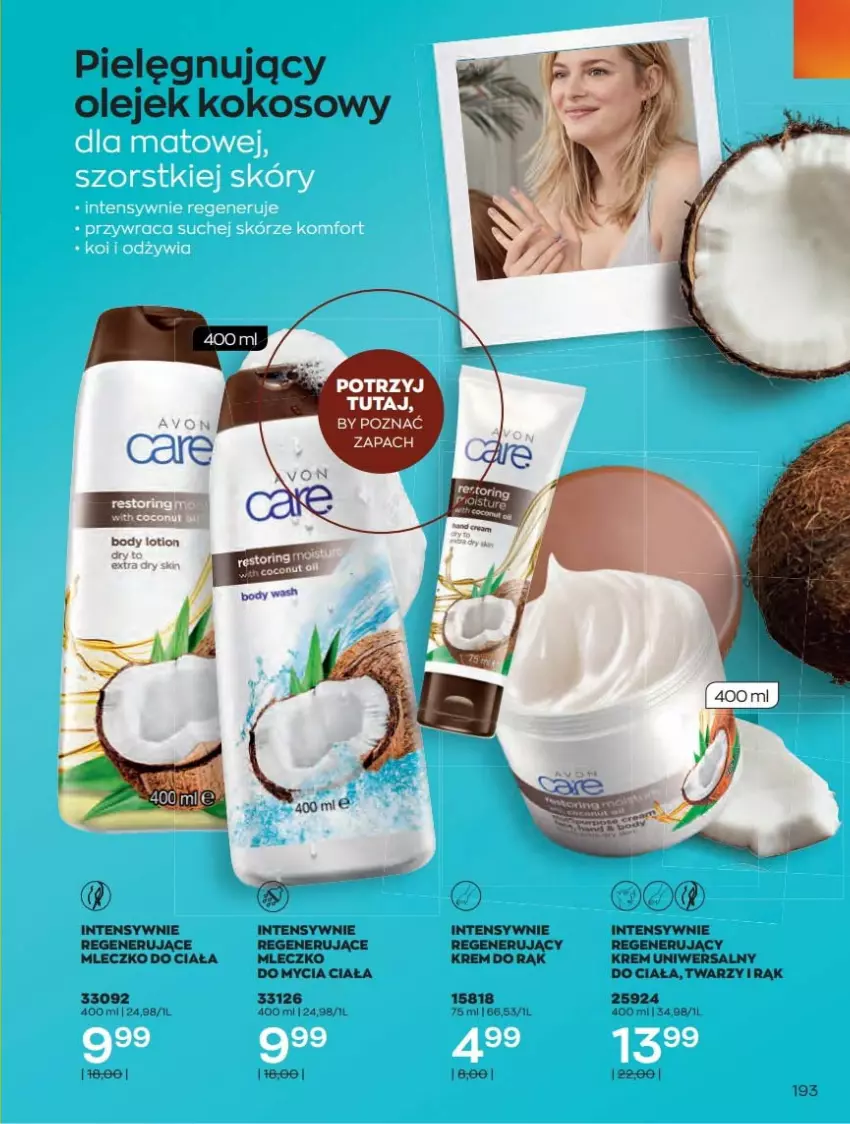 Gazetka promocyjna Avon - Czerwiec - ważna 01.06 do 30.06.2021 - strona 193 - produkty: Body, Gry, Kokos, Krem do rąk, Krem uniwersalny, Mleczko, Mleczko do ciała, Olej