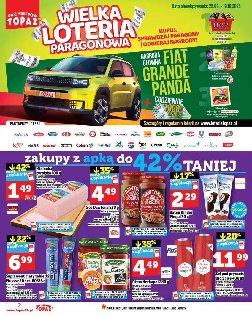 Gazetka promocyjna Topaz - Gazetka - ważna 11.09 do 17.09.2025 - strona 2 - produkty: Goliard, Gra, Lipton, Mars, Top