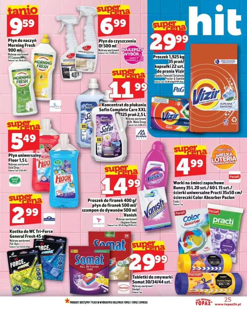 Gazetka promocyjna Topaz - Gazetka - ważna 11.09 do 17.09.2025 - strona 25 - produkty: Dywan, Kostka do wc, Somat, Szampon, Top, Vanish, Worki na śmiec, Worki na śmieci