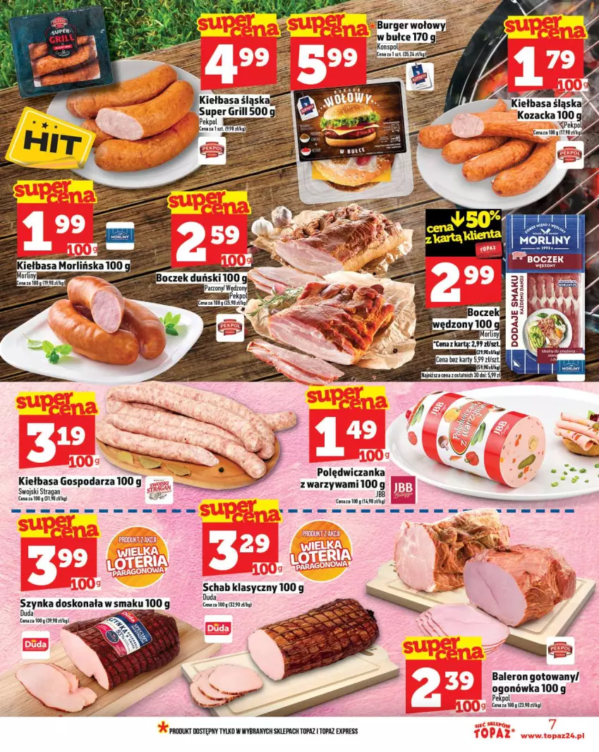 Gazetka promocyjna Topaz - Gazetka - ważna 11.09 do 17.09.2025 - strona 7 - produkty: Boczek, Duda, Grill, Kiełbasa, Ogonówka, Pekpol, Top, Warzywa
