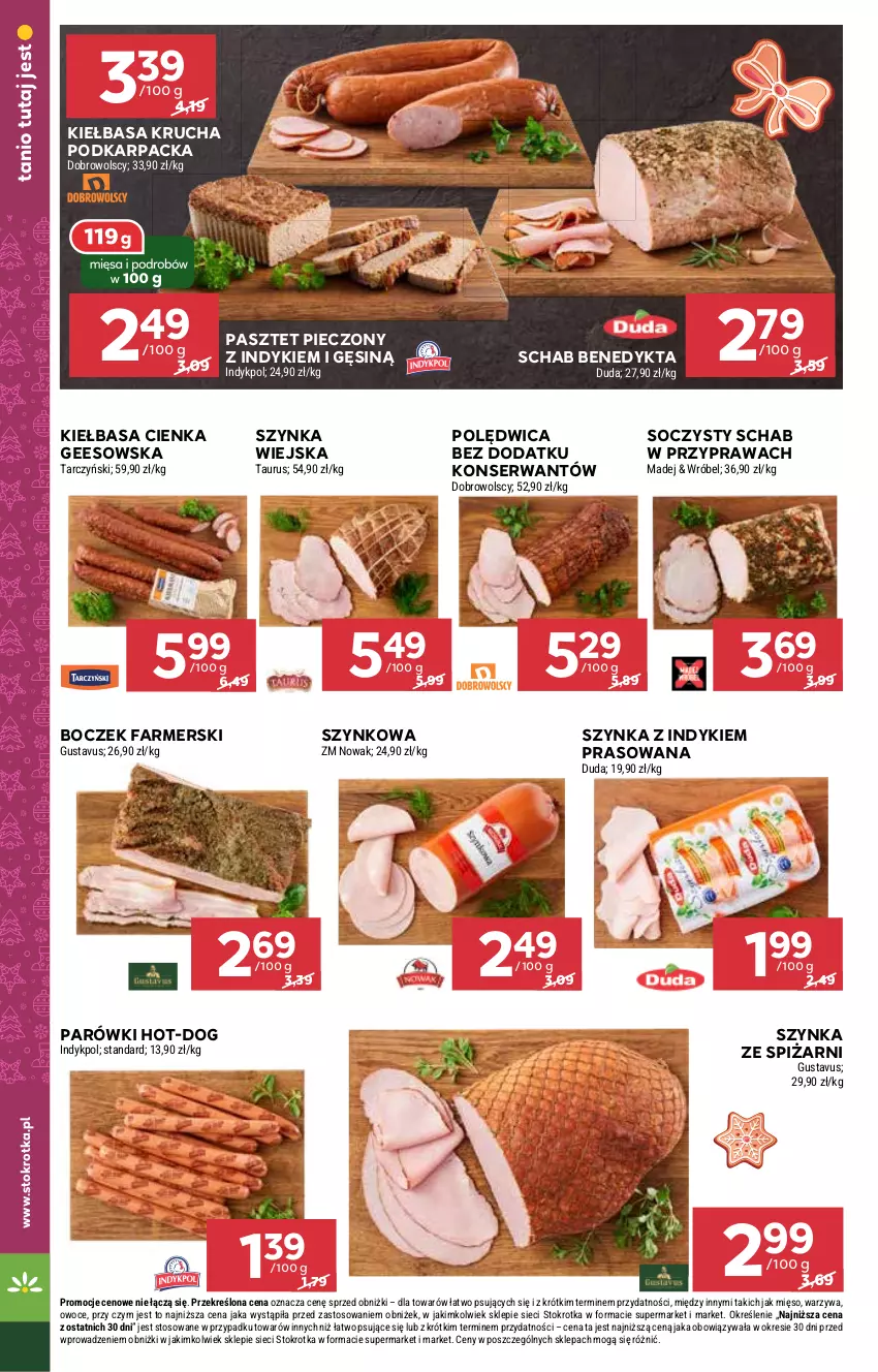 Gazetka promocyjna Stokrotka - Supermarket - ważna 21.11 do 27.11.2024 - strona 10 - produkty: Boczek, Fa, Karp, Kiełbasa, Kiełbasa krucha, Mięso, Owoce, Parówki, Pasztet, Piec, Polędwica, Schab Benedykta, Ser, Szynka, Warzywa