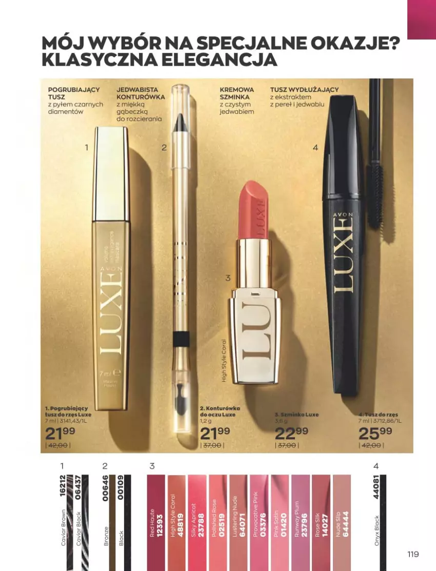 Gazetka promocyjna Avon - Katalog Avon 10/2021 kampania październik - ważna 01.09 do 31.10.2021 - strona 115 - produkty: Inka, Konturówka do oczu, Szminka, Tusz